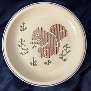 Vintage Pfaltzgraff Squirrel Needlepoint Cross Stitch 8.5" Plate RARE! Item B - Picture 1 of 8