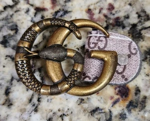 Klassische GUCCI Gürtelschnalle GG Antik Messing Schlangenschlange passt 1,5" Riemen - Bild 1 von 4