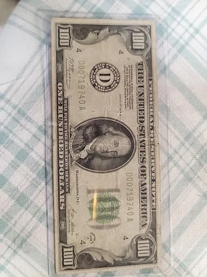 1928-A. $100 Small Size Federal Reserve Note 2151-D - Image 1 of 2