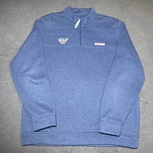 Vineyard Vines Sweater Mens Large 1/4 Zip Pullover Marthas Navy 'Texas' Whale - Picture 1 of 16