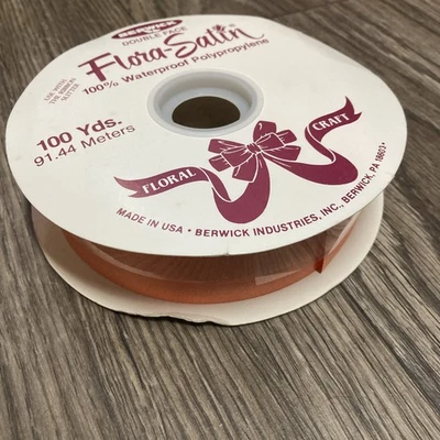 Roll Flora Double-Face Satin Ribbon Orange Waterproof Poly 1 7/16" Wide 100 Yds - Image 1 of 4