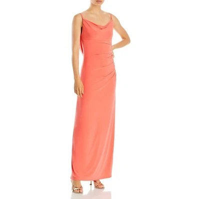 Vestido Aqua Formal Espalda Abierta Para Mujer XS Naranja Capucha Cuello Hasta el Suelo Abertura Lateral Foto 1 de 4