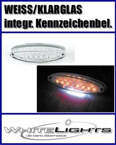 Mini LED Rücklicht Heckleuchte oval weiss Streetfighter Custom Bike Cafe Racer - Picture 1 of 1