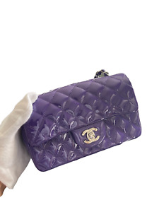 Chanel Purple Violet Patent Rectangular Mini Classic Flap Bag SAMPLE RARE