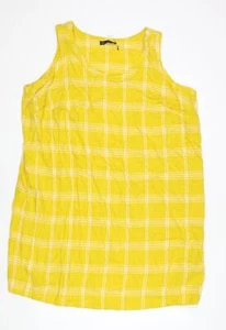 Marks & Spencer Womens Yellow Plaid Linen Blend Sheath Size 24 - Picture 1 of 10