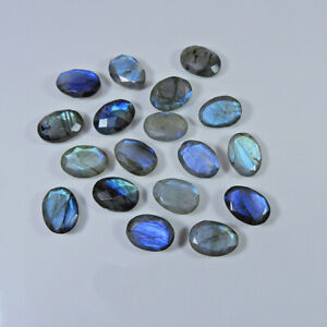99Cts. Natural Blue Labradorite 10X14MM Checker Cut Oval Gemstone 18Pcs Lot d296