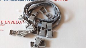 10 Zipper Pull Cord Ends Light Gray, 6mm Open End Clip w/ Cord to DYI Length