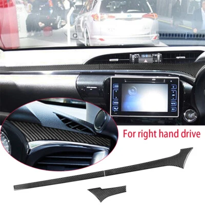 Panel de instrumentos de fibra de carbono para Toyota Hilux Revo 15-21 RHD consola central Foto 1 de 4