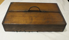 ANTIQUE VINTAGE WOODEN BUTLER'S CUTLERY BOX HINGED 2 SIDED BOX