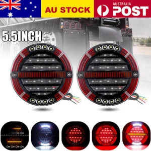 2X 5.5" Round LED Tail Light Sequential Indicator Stop Reverse Trailer Truck UTE - Picture 1 of 12