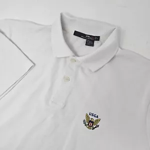 Ralph Lauren RLX Golf Polo White Pique Men's Size Large USGA Logo On Chest - Picture 1 of 8
