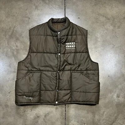 Chaleco acolchado estuche vintage años 80 para hombre talla XL marrón hecho en EE. UU. botón a presión occidental Foto 1 de 4
