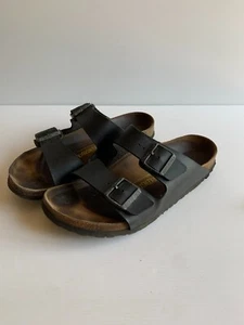 Birkenstock Arizona sandals 42 UK 8 *well used two strap classic black sliders - Picture 1 of 11
