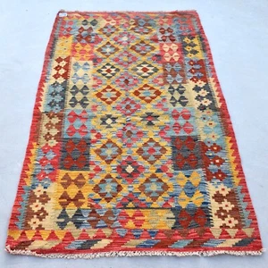 7x4 Handmade Afghan Chobi Kilim Rug Natural Veg Dyed Hand Woven Turkish Woolen - Picture 1 of 13