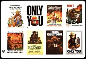 ⫸ Set of 8 Peel-off stickers of popular SMOKEY BEAR Posters Scrapbooking Sticker - Bild 1 von 4