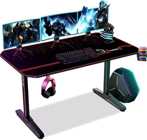 110/140cm Gaming Schreibtisch Ergonomischer Gaming Computertisch mit Becherhalte - Bild 1 von 29