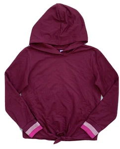 OLD NAVY Girls Hoodie Cozy Tie Hem Pullover Sweatshirt Maroon NWT LARGE XL - Picture 1 of 6