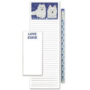 American Eskimo To Do List Magnetic Shopping Pad Notepad & Pencil Gift Set - Picture 1 of 1