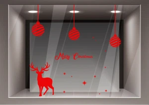Decorazione Natale Adesivo Renna Vetrina Negozio Vetrofanie Natalizie Adesivi - Foto 1 di 1