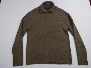 Express Men's Knit Sweater Size XL Brown Long Sleeve Collared Button Up Stretch