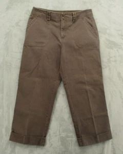 Rafaella Cropped Pants Women's 8 Brown Stretch Mid-Rise Cotton - Picture 1 of 11