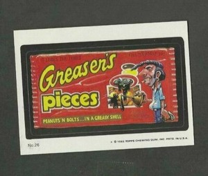 1985 TOPPS WACKY PACKAGES STICKER GREASER'S PIECES #26