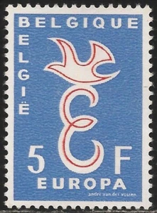 Bélgica #528 (CD1) VF MNH - 1958 5fr "E" y Paloma / Europa - Imagen 1 de 1