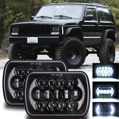 2PCS 5X7" 7x6 LED Headlights DRL For Jeep Cherokee XJ 1984-2001 /For Wrangler YJ - Image 1 of 4