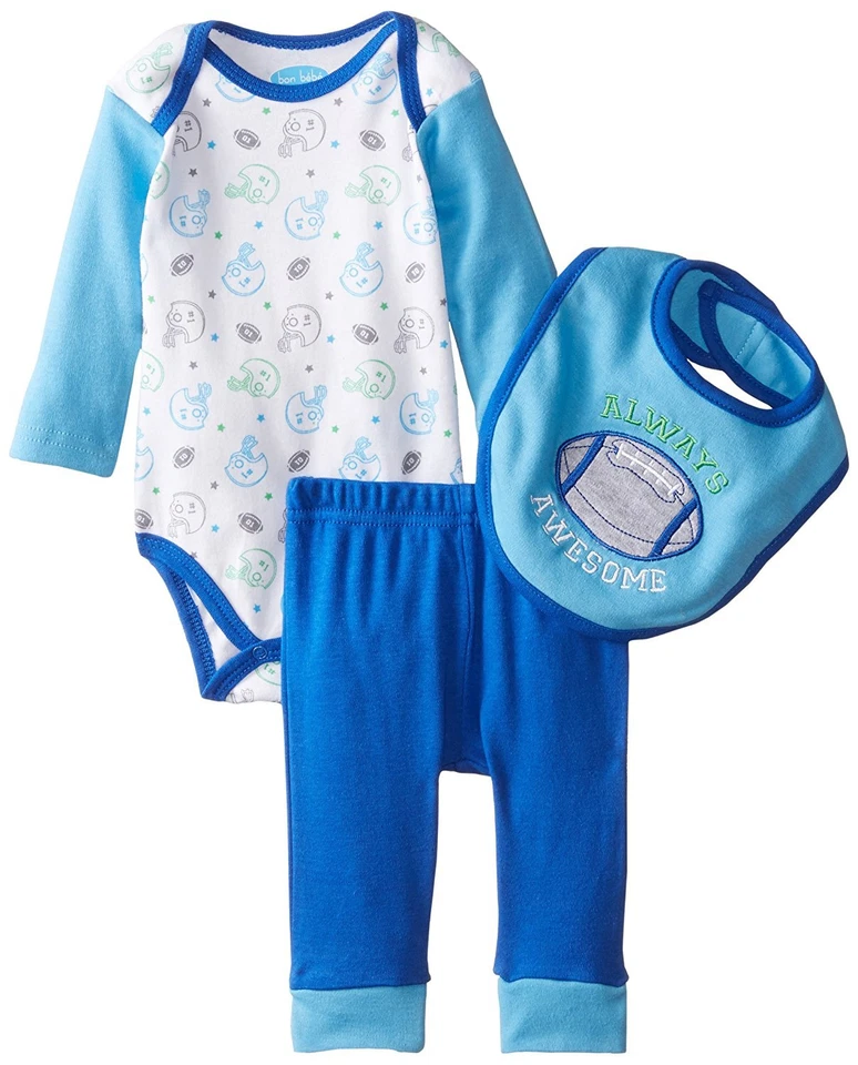 Nuevo FÚTBOL Tema Bebé Siempre Impresionante Bon Bebe Conjunto de 3 Piezas Body Pantalones Babero 3-6m Foto 1 de 2