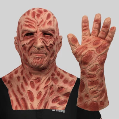 Freddy Krueger Mask and Gloves Horror Halloween Props Adult Bloody Latex Costume - Image 1 of 4