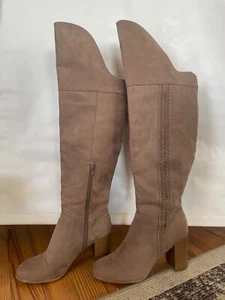 Fergalicious By Fergie Tall Boots Taupe Suede Size 9 Knee High Boots - Picture 1 of 7