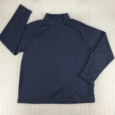 Pullover Tek Gear 1/4 Cremallera Hombres 2XL Azul Marino Manga Larga Simulado Cuello Bolsillos Elásticos Foto 1 de 4