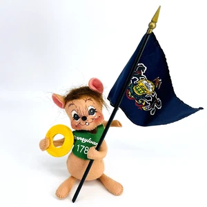 VTG 2002 ANNALEE 6" MOUSE PENNSYLVANIA PA STATE QUARTER HOLDER PATRIOTIC FLAG - Picture 1 of 12