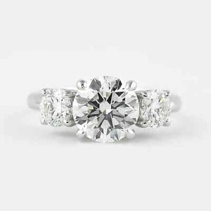 IGI, G/VS1, 1.60 TCW Round Lab Grown Diamond 14K Gold Three Stone Wedding Ring - Picture 1 of 6