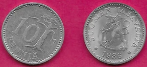 FINLAND 10 PENNIA 1986N UNC RAMPANT LION LEFT,DATE BELOW,TREE RIGHT OF DENOM - Picture 1 of 1
