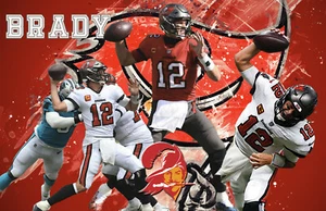 Tampa Bay Buccaneers Lithograph print of Tom Brady 2020 17 x 11 - Picture 1 of 1