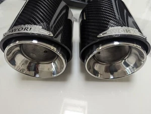 MINI JCW F54 F55 F56 F57 F60 Real Carbon Fibre Chrome Silver Exhaust Tips Pair - Picture 1 of 8