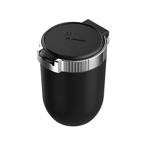 Car Ashtray LED Light Smokeless Ash Tray Cigarette Cylinder Holder Cup- Silver - Picture 1 of 9