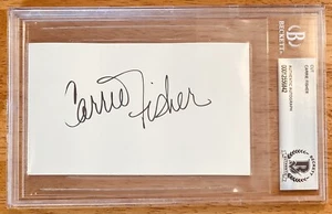 Carrie Fisher signiert signiert 3x5 geschnittene BAS Beckett zertifiziert Star Wars schwarz 1 - Bild 1 von 1