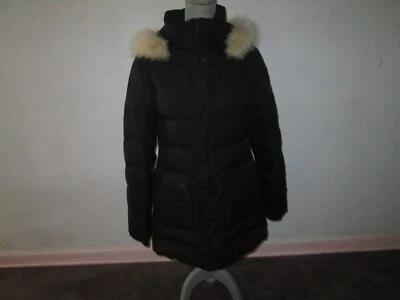 HUNTER 1856 Black Down Insulated Puffer Jacket Parka Fox Fur Hood Waterproof ~ S - Image 1 of 4