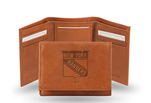 New York Rangers Leather Tri Fold Wallet Embossed Logo Cover