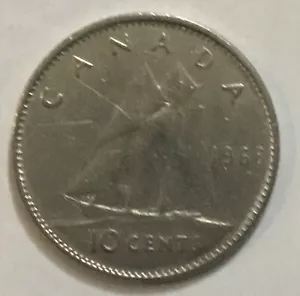 1968 Canada 10 Cent Coin Queen Elizabeth Mint Error DDR Big Date Vintage - Picture 1 of 8