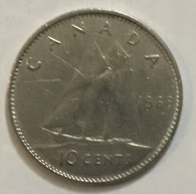 1968 Canada 10 Cent Coin Queen Elizabeth￼ Mint ￼￼￼Error DDR Big Date ￼Vintage￼ - Image 1 of 4