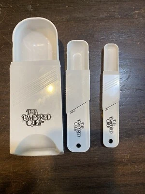 Set Of 3 Pampered Chef Adjustable Dry Measuring Spoons - Image 1 of 2