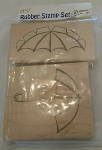 Holzstempelset ... 3/D Regenschirm ... 2er Set Stempel ... (#193) - Bild 1 von 10
