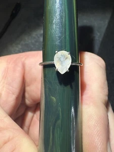 Sterling Silver 925 Moonstone? Tear Drop Ring Size 6.5 - 1.09g (Unsure Of Stone) - Picture 1 of 9