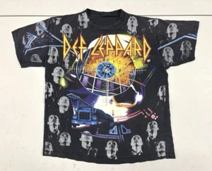 Chemise vintage Def Leppard AOP 1992 album hystérie couture unique grand/XL LIRE - Photo 1/10