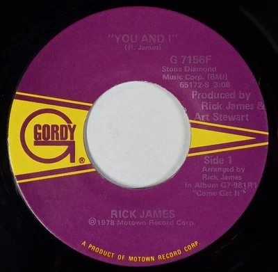 RICK JAMES: You And I / Hollywood GORDY 7" Single 45 RPM - Image 1 of 2