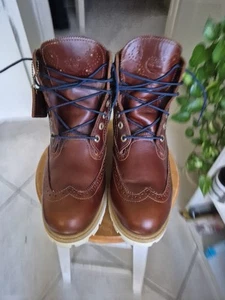 Timberland Boot Villa Wingtip Premium Brogue Brown 6 Inch Insulat Men's Sz 10.5 - Picture 1 of 23