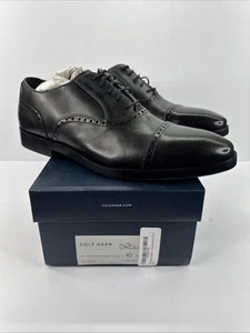 COLE HAAN HAMILTON GRAND.OS C23756 MEN'S BLACK LEATHER CAP-TOE OXFORDS SIZE 10 M - Picture 1 of 7